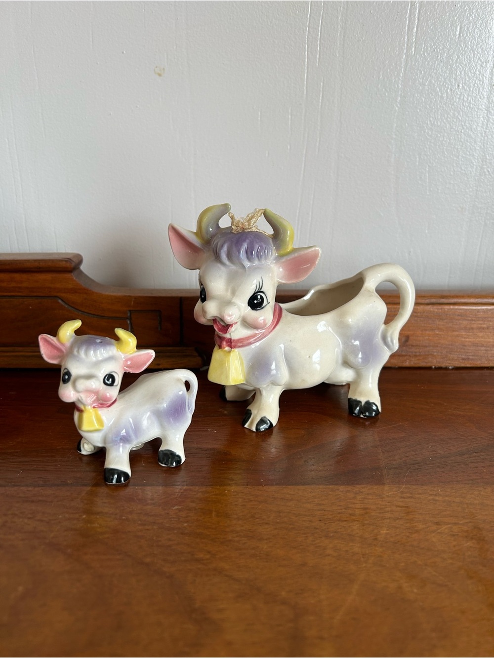 Vintage MCM Elsie the Purple Cow Ceramic Creamer & Shaker Set - Japan